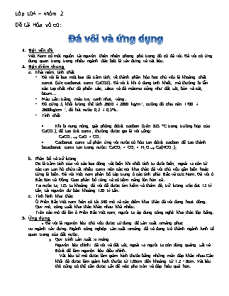 Bài thảo luận Hóa vô cơ - Đá vôi và ứng dụng