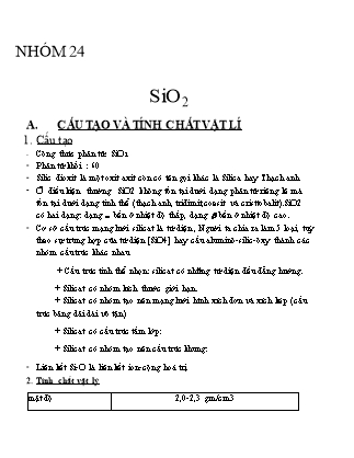 Bài thảo luận Hóa vô cơ - SiO₂