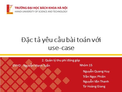 Bài thuyết trình Đặc tả yêu cầu bài toán với use-case