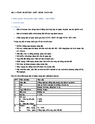 Báo cáo Thí nghiệm Công nghệ thực phẩm - Bài 2: Công nghệ sản xuất bánh Cookie