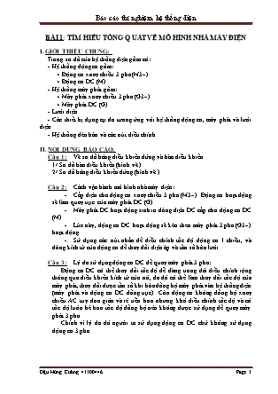 Báo cáo Thí nghiệm Hệ thống điện - Đậu Hùng Cường