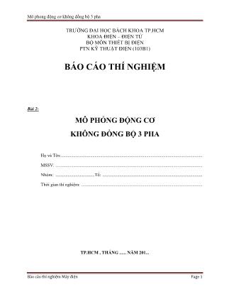 Báo cáo Thí nghiệm môn Máy điện - Bài 2: Mô phỏng động cơ không đồng bộ 3 pha