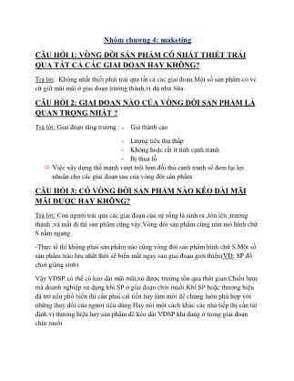 Câu hỏi thảo luận Marketing