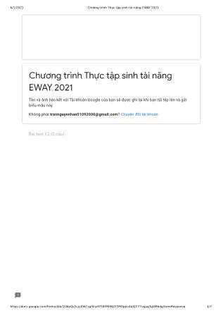 Chương trình thực tập sinh tài năng Eway 2021 - Bài 1