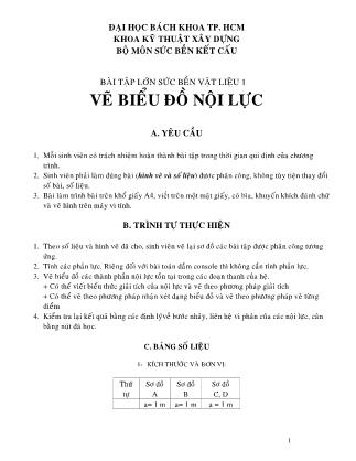 Đề bài tập lớn Sức bền vật liệu 1 - Vẽ biểu đồ nội lực