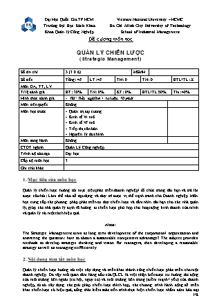 Đề cương môn Quản trị chiến lược