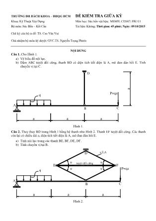 Đề kiểm tra Giữa kỳ môn Sức bền vật liệu - Mã số: CI2007 - Học kì 151