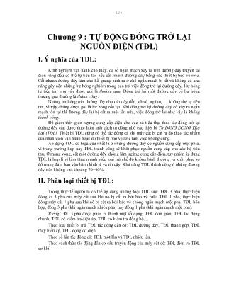 Giáo trình Bảo vệ Rơle - Chương 9: Tự động đóng trở lại nguồn điện
