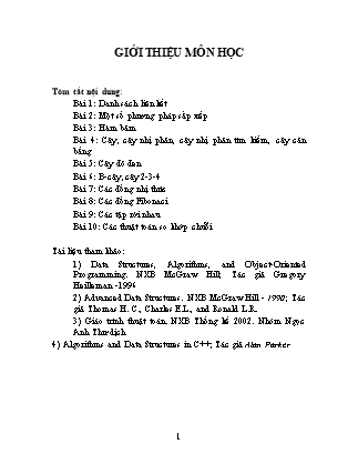 Giáo trình Cấu trúc dữ liệu - Bài 1: Danh sách liên kết
