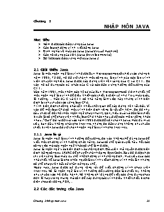 Giáo trình Core Java - Chương 2: Nhập môn Java