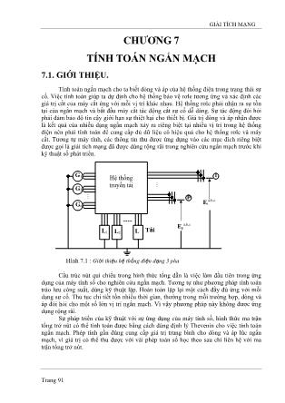 Giáo trình Giải tích mạng - Chương 7: Tính toán ngắn mạch