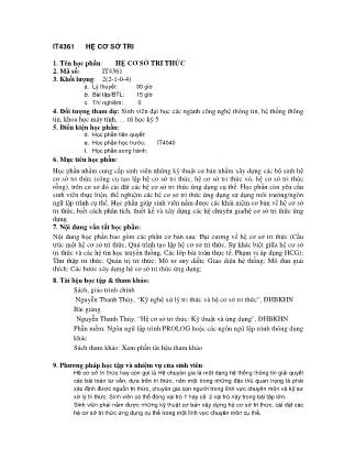Giáo trình Hệ cơ sở tri thức - Giới thiệu môn học