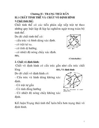 Giáo trình Hóa học vô cơ - Chương 2: Trạng thái rắn
