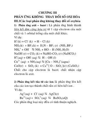 Giáo trình Hóa học vô cơ - Chương 3, Phần 1: Phản ứng không thay đổi số oxi hóa