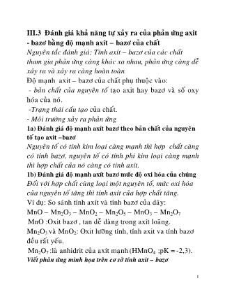 Giáo trình Hóa học vô cơ - Chương 3, Phần 2: Phản ứng không thay đổi số oxi hóa