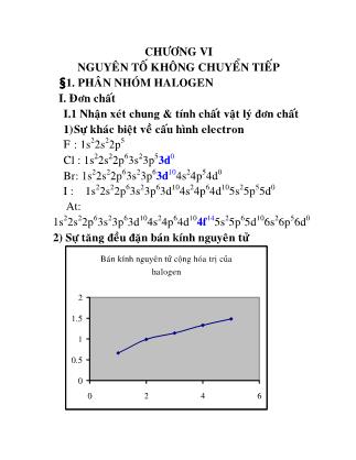 Giáo trình Hóa học vô cơ - Chương 6, Phần 1: Nguyên tố không chuyển tiếp