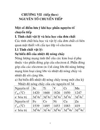 Giáo trình Hóa học vô cơ - Chương 7, Phần 2: Nguyễn tố chuyển tiếp