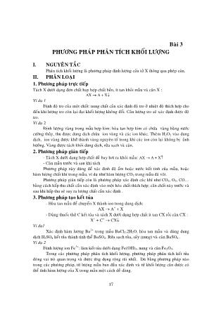 Giáo trình Hóa phân tích - Bài 3: Phương pháp phân tích khối lượng