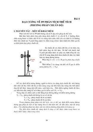 Giáo trình Hóa phân tích - Bài 4: Đại cương về phương pháp phân tích thể tích (Phương pháp chuẩn độ)