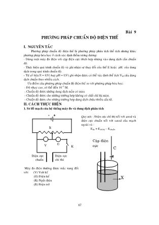 Giáo trình Hóa phân tích - Bài 9: Phương pháp chuẩn độ điện thế