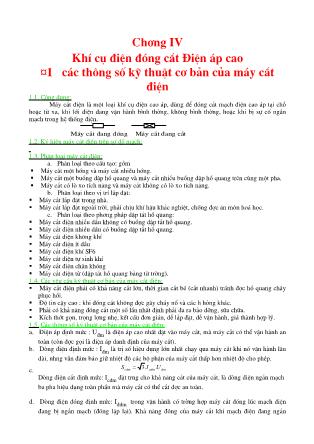 Giáo trình Khí cụ điện - Chương 4: Khí cụ điện đóng cắt. Điện áp cao