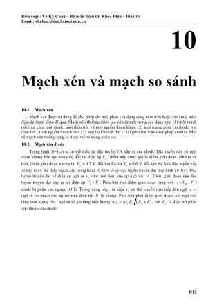 Giáo trình Kỹ thuật điện tử - Chương 10: Mạch xén và mạch so sánh