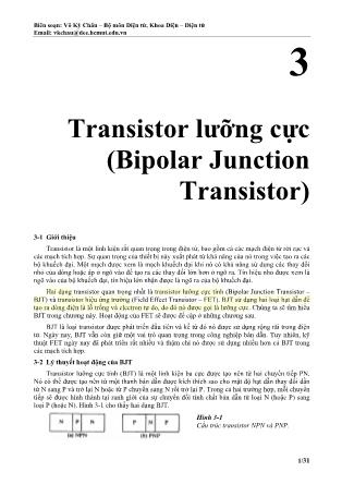 Giáo trình Kỹ thuật điện tử - Chương 3: Transistor lưỡng cực (Bipolar