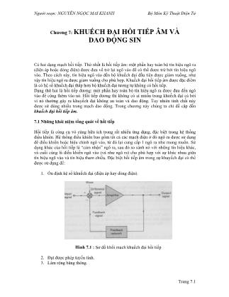 Giáo trình Kỹ thuật điện tử - Chương 7: Khuếch đại hồi tiếp âm và dao động sin