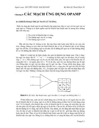 Giáo trình Kỹ thuật điện tử - Chương 8: Các mạch ứng dụng Opamp