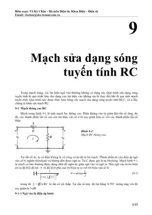 Giáo trình Kỹ thuật điện tử - Chương 9: Mạch sửa dạng sóng tuyến tính RC