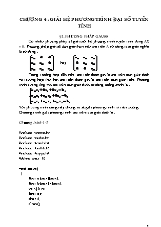 Giáo trình Phương pháp tính - Chương 4, Phần 1: Giải hệ phương trình đại số tuyến tính