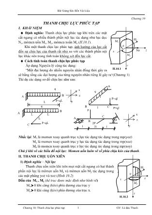 Giáo trình Sức bền vật liệu - Chương 10: Thanh chịu lực phức tạp - Lê Đức Thanh