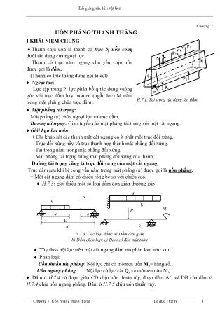 Giáo trình Sức bền vật liệu - Chương 7: Uốn phẳng thanh thẳng - Lê Đức Thanh