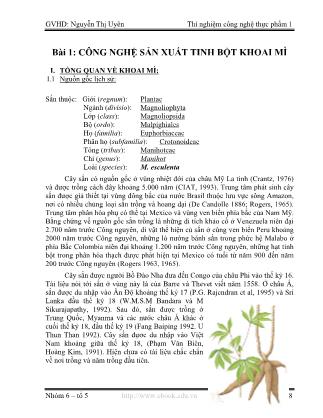 Giáo trình Thí nghiệm công nghệ thực phẩm 1 - Nguyễn Thị Uyên (Phần 1)