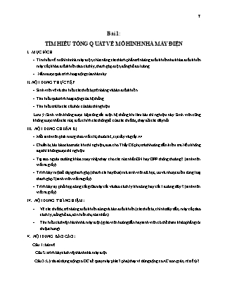 Giáo trình Thí nghiệm Hệ thống điện - Bài 1: Tìm hiểu tổng quát về mô hình nhà máy điện