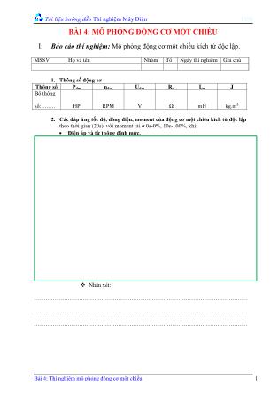 Giáo trình Thí nghiệm Xác định thông số máy điện không đồng bộ - Bài 4, Phần 2: Mô phỏng động cơ một chiều