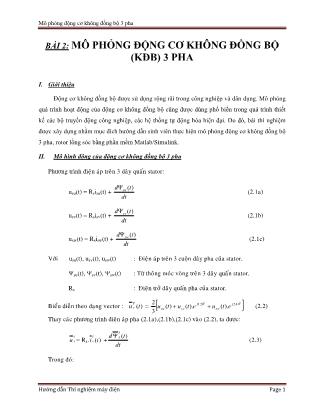 Giáo trình Thí nghiệm Xác định thông số máy điện không đồng bộ - Bài 2: Mô phỏng động cơ không đồng bộ (KĐB) 3 pha