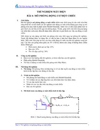 Giáo trình Thí nghiệm Xác định thông số máy điện không đồng bộ - Bài 4, Phần 1: Mô phỏng động cơ một chiều