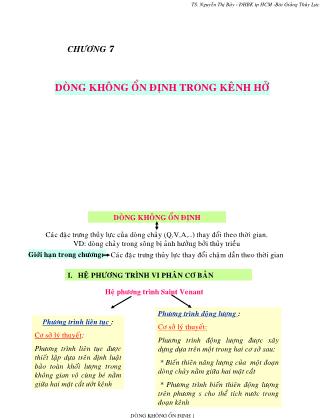 Giáo trình Thủy lực - Chương 7: Dòng không ổn định trong kênh hở - Nguyễn Thị Bảy