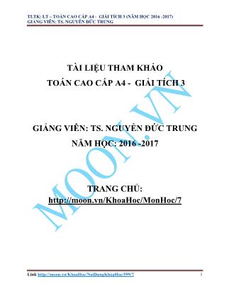Giáo trình Toán cao cấp A2 (Phần 3) - Nguyễn Đức Trung