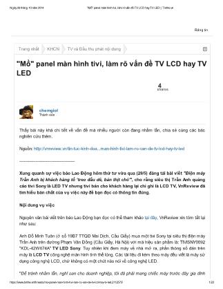 Tài liệu Mổ panel màn hình tivi, làm rõ vấn đề TV LCD hay TV LED