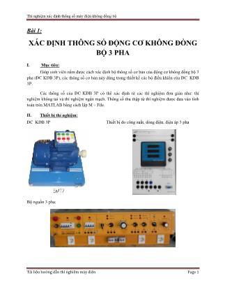 Tài liệu Thí nghiệm môn học Máy điện - Bài 1: Xác định thông số động cơ không đồng bộ 3 pha