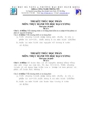 Thi kết thức học phần môn Thực hành tin học đại cương