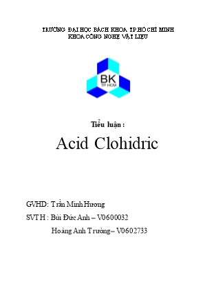 Tiểu luận Acid Clohidric