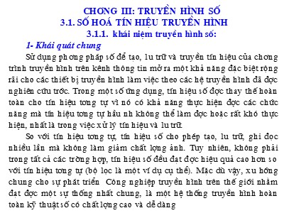 Bài giảng Truyền hình số. Truyền hình vệ tinh - Chương 3: Truyền hình số