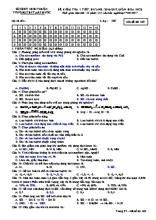 Bài kiểm tra 45 phút môn Hóa học Lớp 10 - Mã đề: 169 - Năm học 2016-2017 - Trường THPT An Phước (Có đáp án)
