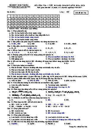 Bài kiểm tra 45 phút môn Hóa học Lớp 10 - Mã đề: 326 - Năm học 2016-2017 - Trường THPT An Phước (Có đáp án)