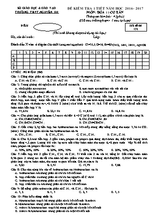Bài kiểm tra 45 phút môn Hóa học Lớp 11 - Năm học 2016-2017 - Trường THPT Nguyễn Du