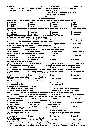 Bài kiểm tra định kỳ môn Tiếng Anh Lớp 12 - Bài số 2 - Năm học 2016-2017 - Trường THPT Nguyễn Du