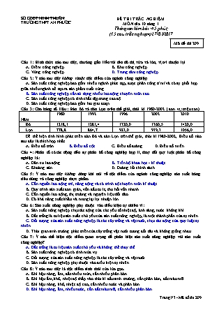 Bài kiểm tra trắc nghiệm môn Hóa học Lớp 10 - Mã đề: 209 - Năm học 2016-2017 - Trường THPT An Phước (Có đáp án)